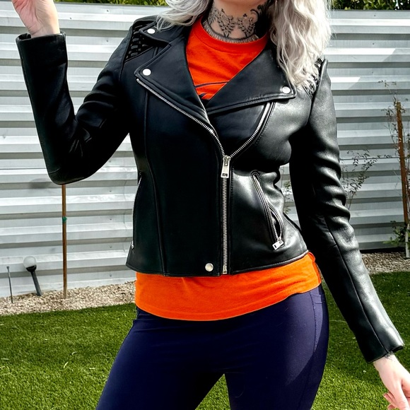 Maje Leather Biker Jacket size EU 38 (US Small-Medium) - Picture 10 of 10